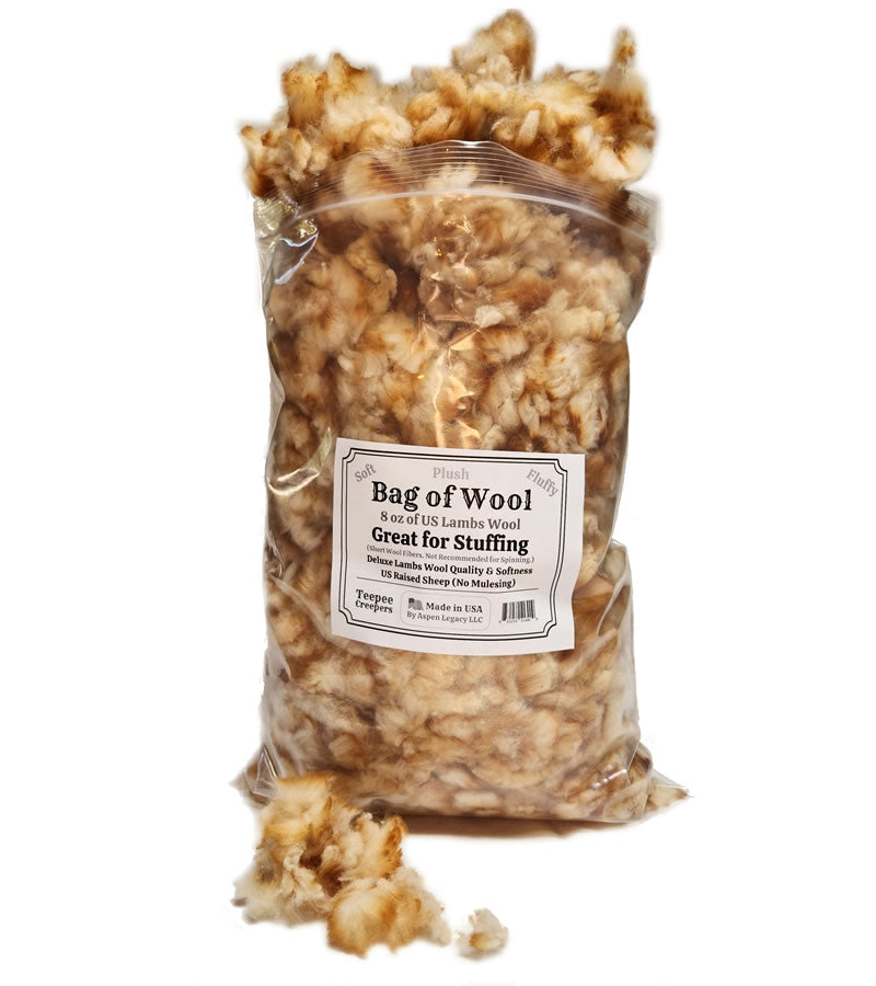 Bag of Wool Stuffing for Pillows, Dolls & Crafts (8oz)