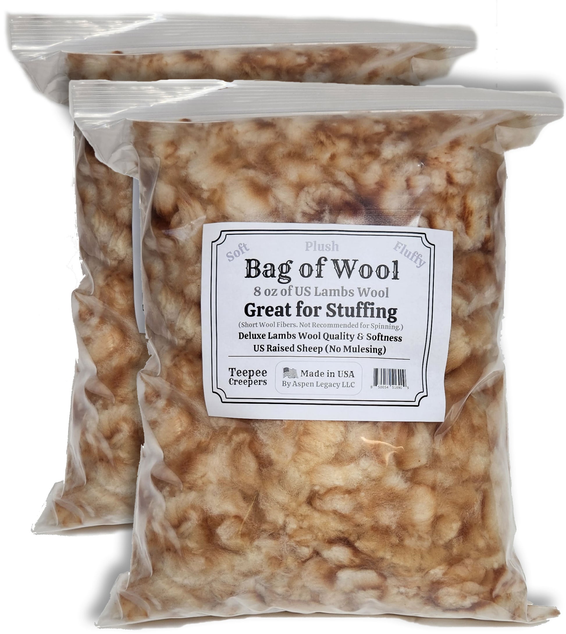 Bag of Wool Stuffing for Pillows, Dolls & Crafts (8oz)