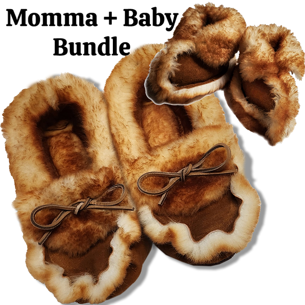 New Mother Bundle - Mom Slippers + Baby Booties